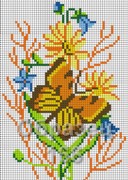Схема вышивки бисером на габардине Метелик