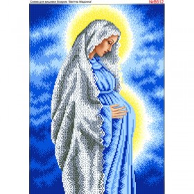 Схема вышивки бисером на габардине Дева Мария беременная