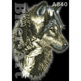 Схема вишивки бісером на габардині Бісер Арт Вовк 30х40-А840 Схема вишивки бісером на габардині Бісер Арт Вовк 30х40-А840
