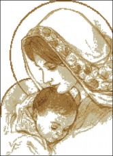 Схема вышивки бисером на габардине Мадонна та дитя Эдельвейс С-227