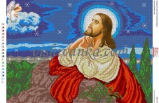 Рисунок на габардине для вышивки бисером Ісус на Оливній горі Вишиванка А2-107