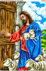 Схема вышивки бисером на габардине Иисус стучит в дверь  Biser-Art 40х60-3067 - 164.00грн.