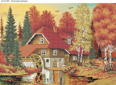 Схема для вышивки бисером на габардине Осенний пейзаж Acorns А3-К-385