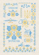 Схема вышивки бисером на габардине Моя Украина