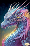Схема вышивки бисером на атласе Радужный дракон 
