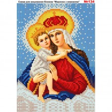 Схема вышивки бисером на габардине Мадонна с младенцем Biser-Art 15х21-134