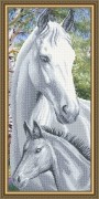 Схема вышивки бисером на габардине Лошадь с жеребенком 