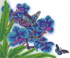 Схема вышивки бисером на атласе Дикая орхидея