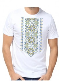 Мужская футболка для вышивка бисером Жовто-блакитний орнамент