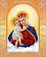 Схема для вышивки бисером на атласе Богородица с младенцем А-строчка АС3-016