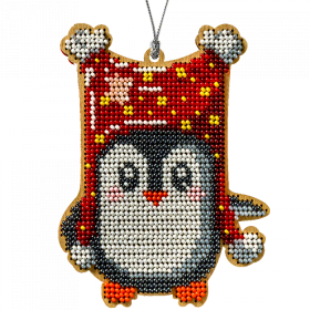 Набор для вышивки бисером по дереву Пингвин в красном Волшебная страна FLK-234 - 285.00грн.