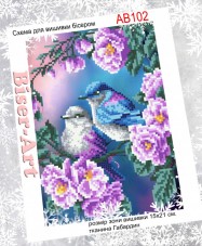 Схема вышивки бисером на габардине Бисер Арт Птички на ветке 15х21-АВ102 Biser-Art 15х21-АВ102