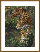 Набор для вышивки крестиком на канве с фоновым изображением Амазонский ягуар 