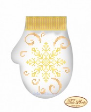 Схема для вышивки бисером на габардине Варежка Золотая Снежинка Tela Artis (Тэла Артис) в-021