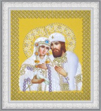 Набор для вышивки бисером Святые Петр и Феврония (жемчуг) золото Картины бисером Р-389