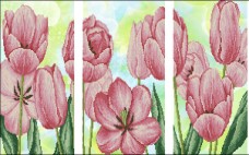 Схема вышивки бисером на габардине Триптих Тюльпаны Эдельвейс ТС-07