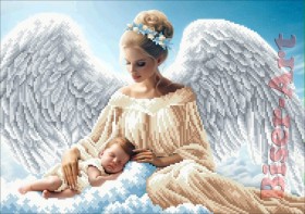 Схема вышивки бисером на габардине Ангел Хранитель ребенка 