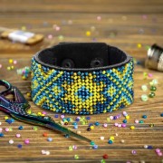 Набор для вышивки бисером на искусственной коже Волшебная страна Браслет (3х22см) FLBB-159 Черный