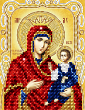 Схема вышивки бисером на атласе Иверская икона Божьей Матери А-строчка АС5-132