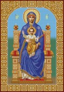 Схема вишивкі бісером на габардині Богородица на престоле
