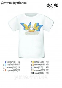 Детская футболка для вышивки бисером  Бабочки 
