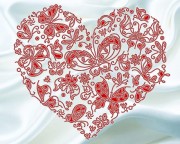 Схема для вышивки бисером на атласе Кружевное сердце на белом