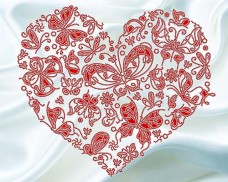 Схема для вышивки бисером на атласе Кружевное сердце на белом А-строчка АК3-168
