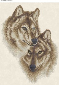 Схема для вышивки бисером на габардине Волки