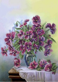 Схема вышивки бисером на габардине Букет цветов