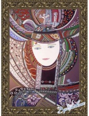 Схема для вышивки бисером на атласе Девушка в шляпе (по картине Д. Беридзе) Вдохновение БГК-3003
