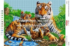 Схема для вишивання бісером на габардині Тигри