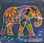 Набор-миди для вышивки бисером на натуральном художественном холсте Индийский слон