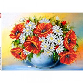 Схема вышивки бисером на габардине Цветы Biser-Art 30х40-554 - 108.00грн.