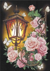 Схема вишивкі бісером на габардині Ліхтар у трояндах Акорнс А3-К-913