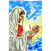 Схема вишивки бісером на габардині Ісус з немовлям 