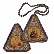 Набор для вышивания бисером двухсторонней иконы оберега Богородица Одигитрия и Николай Чудотворец