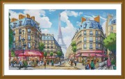 Набор для вышивки крестиком на канве с фоновым изображением Улицами Парижа 