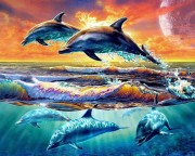 Набор для выкладки алмазной мозаикой Игры дельфинов