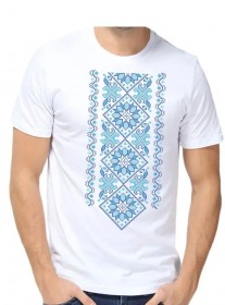 Мужская футболка для вышивка бисером Голубой орнамент