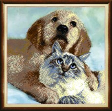 Схемы для вышивания бисером на авторской канве Кошка с собакой Чарiвна мить (Чаривна мить) СБ-1034