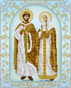 Рисунок на ткани для вышивки бисером Святые мученики Пётр и Февронья (серебро)