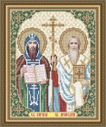 Схема вышивки бисером на габардине Святые Кирилл и Мефодий