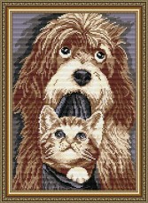 Набор для выкладки алмазной мозаикой Собака с котенком Art Solo АТ3019