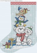 Схема для вышивки бисером на габардине Рождественский носок Забавные зверята