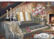 Схема для вышивки бисером на габардине Музыкальный вечер