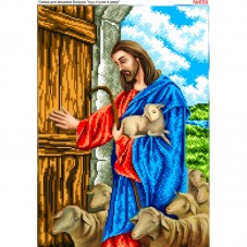 Схема вышивки бисером на габардине Ісус Христос стукає в двері Biser-Art 30х40-659