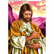Схема вышивки бисером на габардине Иисус добрый пастырь 