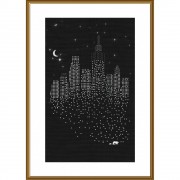 Набор для вышивки нитками на канве с фоновым изображением Ночной город