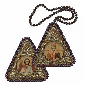 Набор для вышивания бисером двухсторонней иконы оберега Св. Николай Чудотворец и Ангел Хранитель