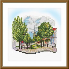 Набор для вышивки нитками на канве с фоновым изображением Весенний городок  Новая Слобода (Нова слобода) СР2295